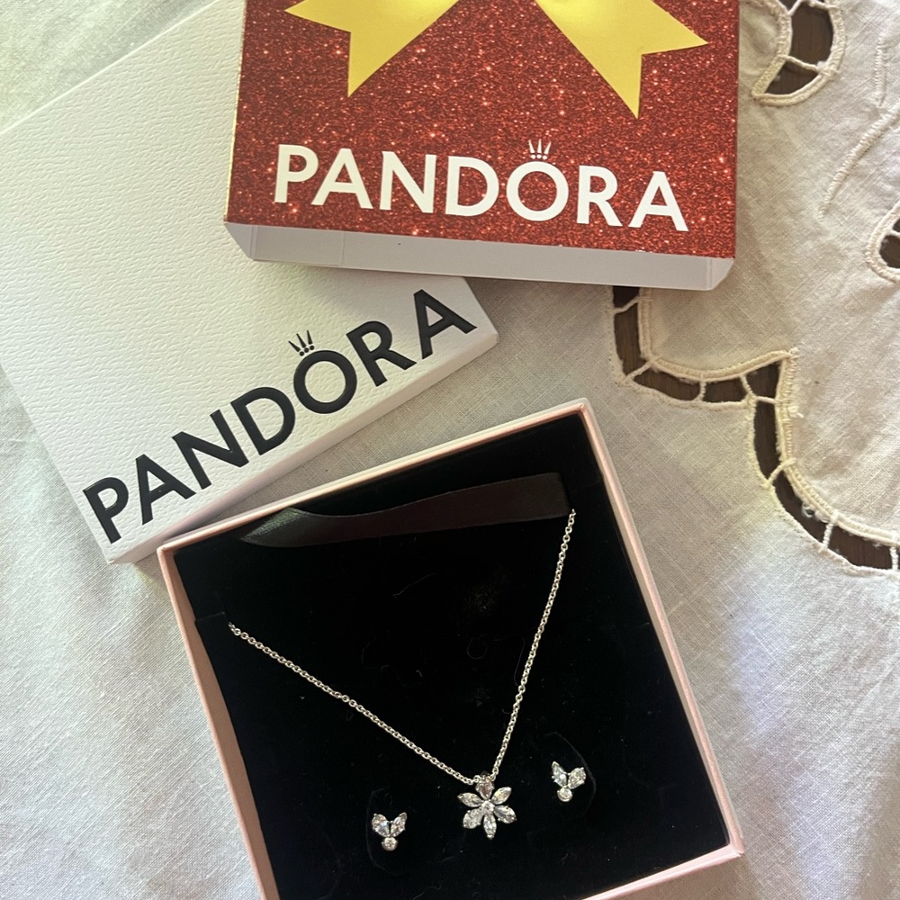 Pandora necklace and earrings set